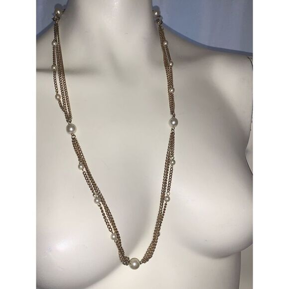 Vintage EMMONS Gold chain pearl necklace 30” - Picture 1 of 13